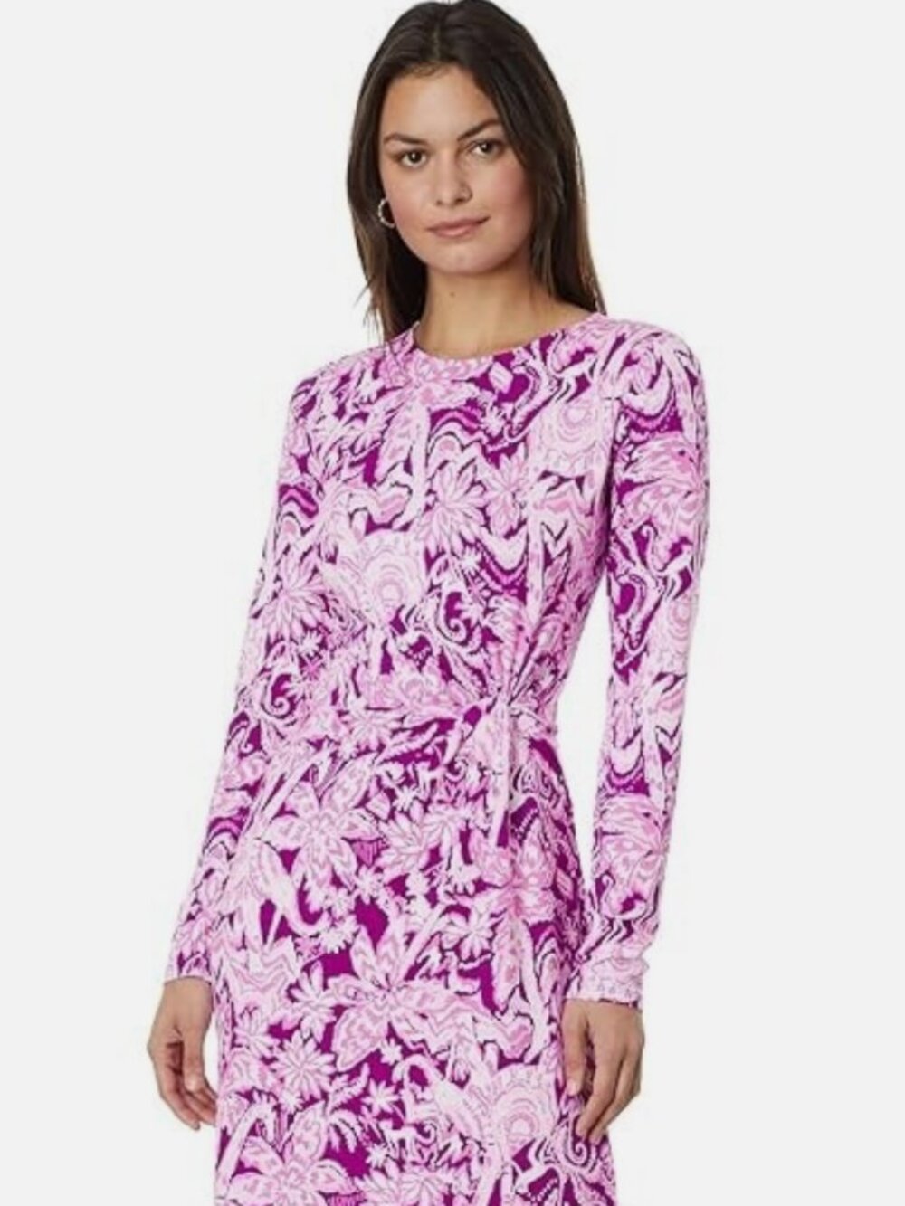 Lilly Pulitzer Pink Floral Side Knot Sheath Dress Women’s Medium Rayon Stretch